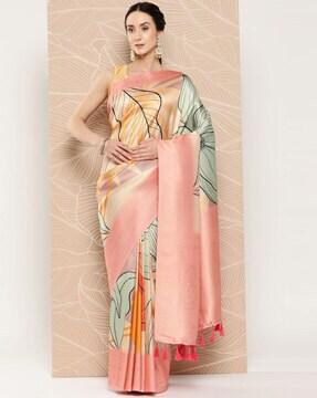 printed saree with contrast border