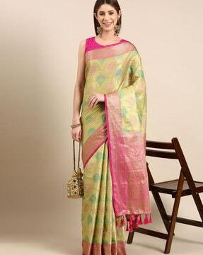 printed saree with contrast border