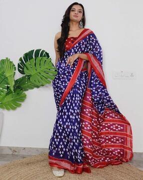 printed saree with contrast border