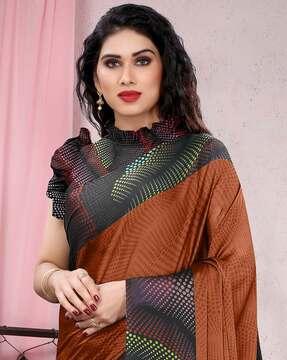 printed saree with contrast border