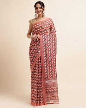 printed saree with contrast border