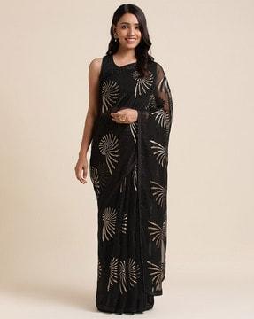 printed saree with contrast border