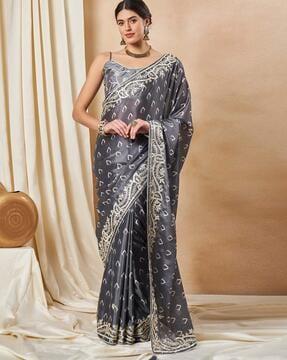 printed saree with contrast border