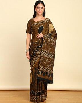 printed saree with contrast border