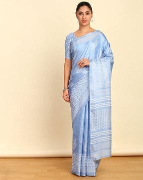 printed saree with contrast border