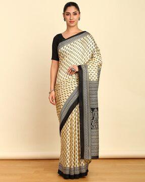 printed saree with contrast border