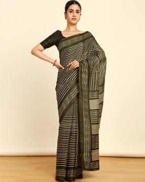 printed saree with contrast border