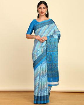 printed saree with contrast border