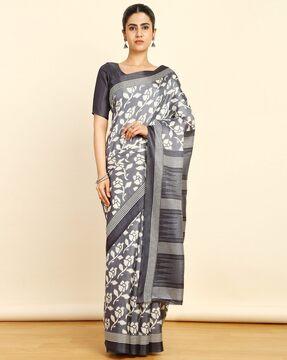 printed saree with contrast border