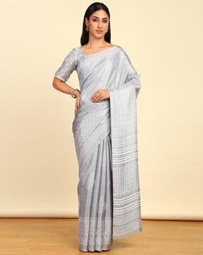 printed saree with contrast border