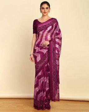 printed saree with contrast border