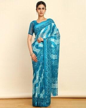 printed saree with contrast border