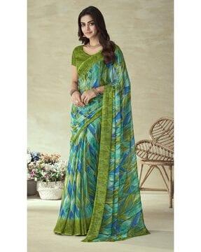 printed saree with contrast border