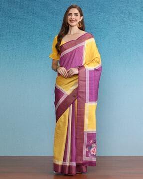 printed saree with contrast border