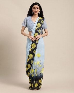 printed saree with contrast border