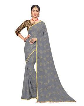 printed saree with contrast zari border