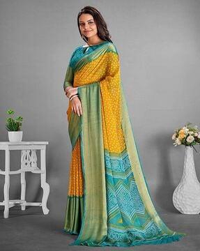 printed saree with contrast zari border