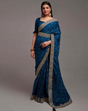 printed saree with embellished boarder