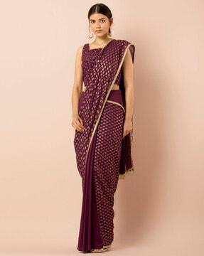 printed saree with embellished border