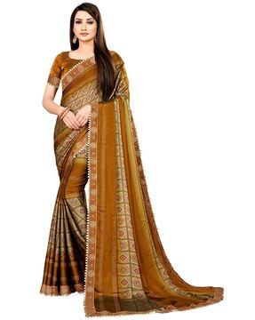 printed saree with embellished border