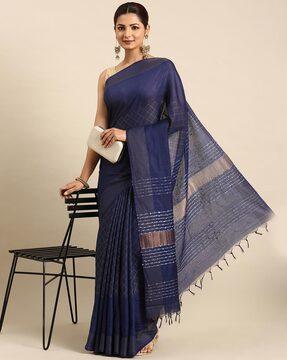 printed saree with tassels