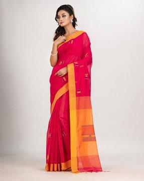 printed saree with tassels