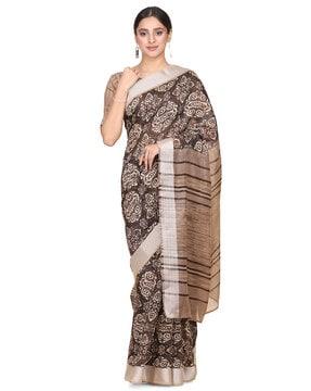 printed saree with zari border