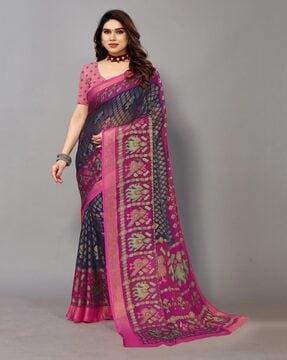 printed saree with zari border