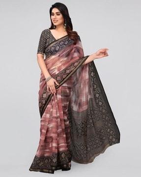 printed saree with zari border