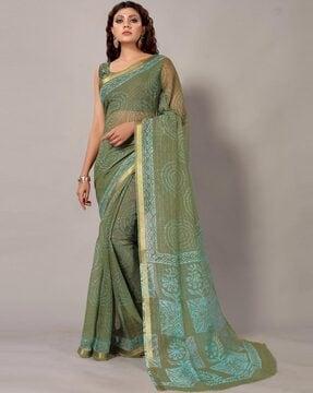 printed saree with zari border