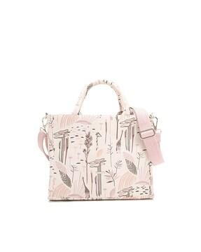 printed satchel bag with detachable strap