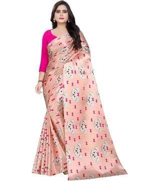 printed satin saree