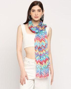 printed scarf with frayed hem