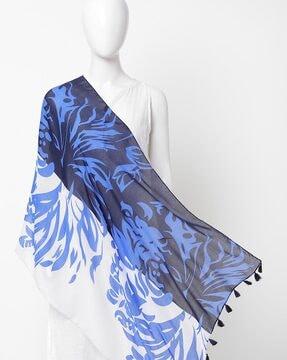 printed scarf with tassels