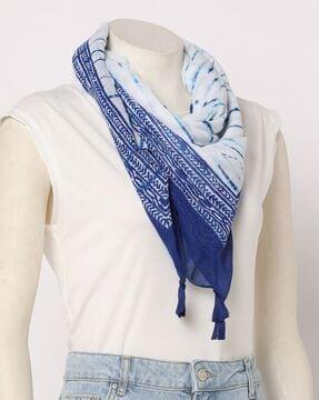 printed scarf with tassels