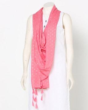 printed scarf with tassels