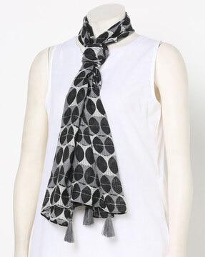 printed scarf with tassels