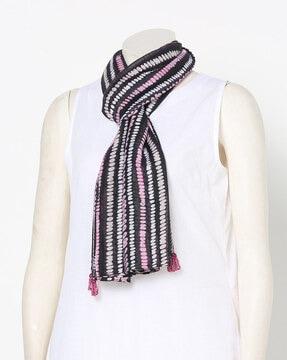 printed scarf with tassels