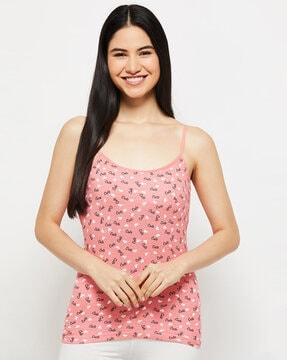 printed scoop-neck strappy camisole