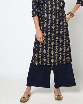 printed semi-elasticated waist palazzos