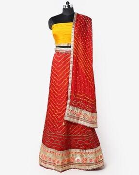 printed semi-stitched a-line lehenga choli set with dupatta