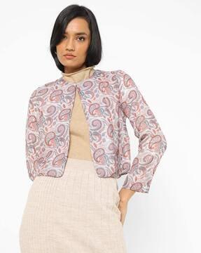 printed sequinned front-open jacket