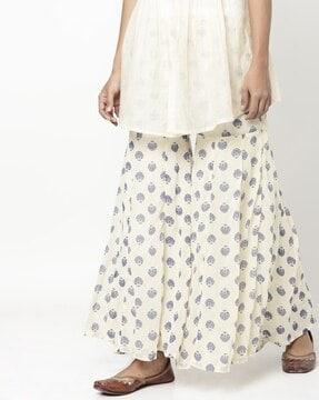 printed sharara pants with semi-elasticated waist