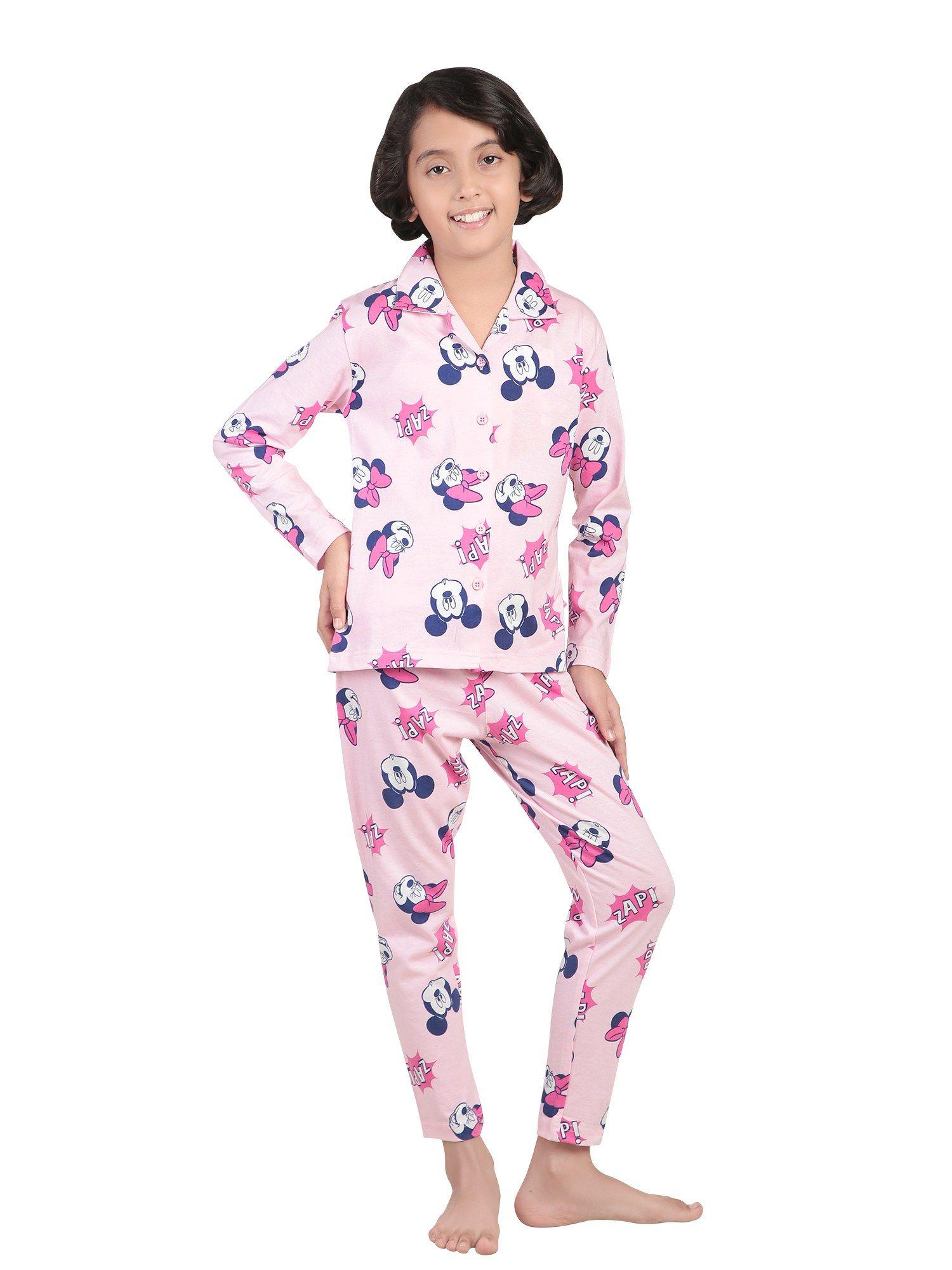 printed shirt & pyjama-pink (set of 2)