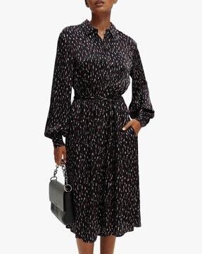 printed shirt dress with belt