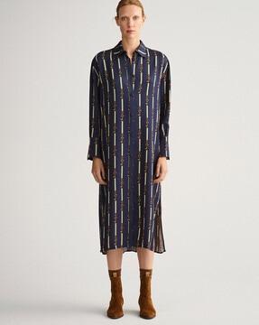 printed shirt dress with front buttons