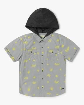 printed shirt removable hood