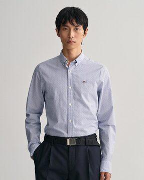 printed shirt with button-down collar