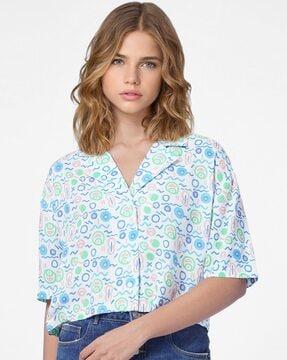 printed shirt with cuban collar