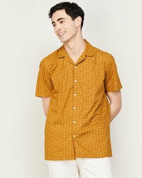 printed shirt with cuban collar